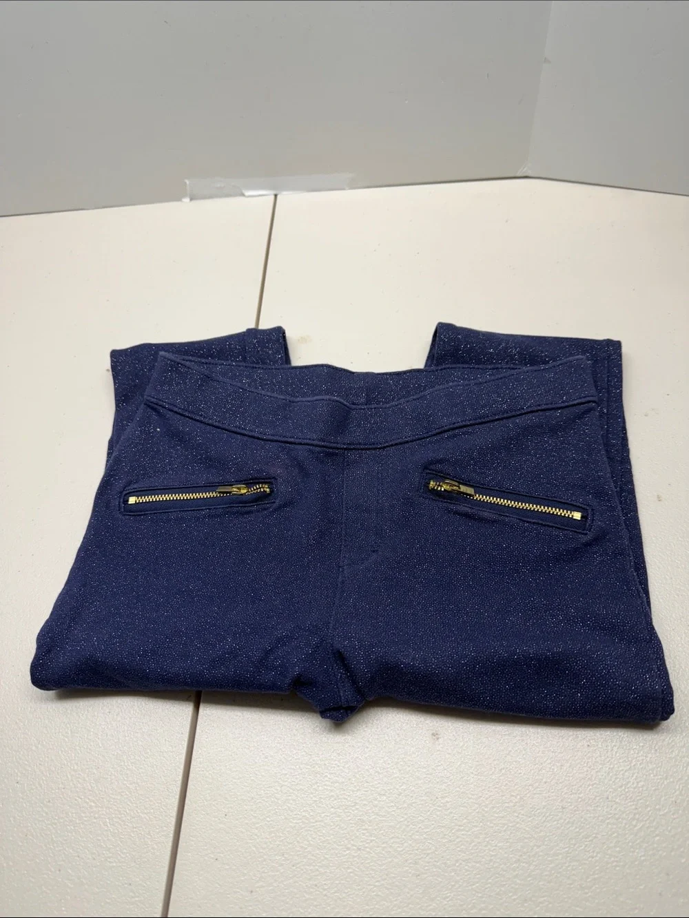 OshKosh B'gosh Navy Sparkle Leggings with Zip Accent. NWOT, size 10